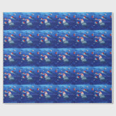 Papier Cadeau Papier d'emballage de requins de fête de Noël (Plat)