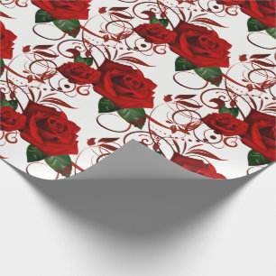 Papier Cadeau Papier d'emballage de rose rouge