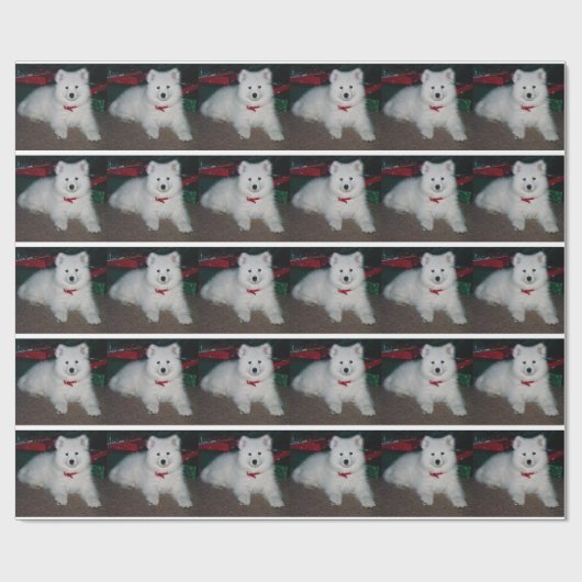 Papier Cadeau Papier d'emballage de Samoyed (Plat)