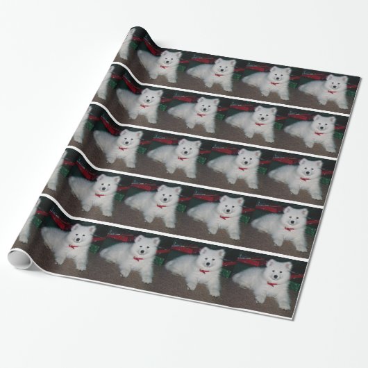 Papier Cadeau Papier d'emballage de Samoyed (Déroulé)