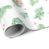 Papier Cadeau Papier d'emballage de sapin de Noël vert (Coin rond)