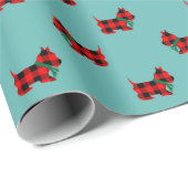 Papier Cadeau Papier d'emballage de Scottie de Noël de plaid de (Coin rond)
