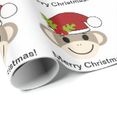 Papier Cadeau Papier d'emballage de singe de chaussette de Noël (Coin rond)