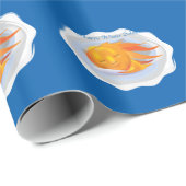 Papier Cadeau Papier d'emballage de solstice d'hiver, bleu (Coin rond)