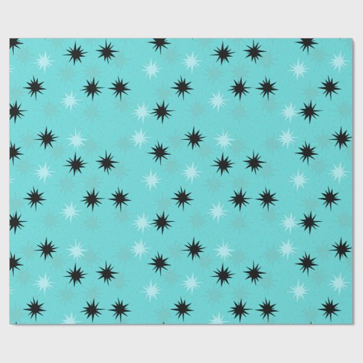 Papier Cadeau Papier d'emballage de Starbursts de turquoise (Plat)