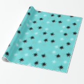 Papier Cadeau Papier d'emballage de Starbursts de turquoise (Déroulé)