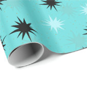 Papier Cadeau Papier d'emballage de Starbursts de turquoise (Coin rond)