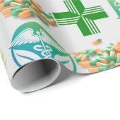 Papier Cadeau Papier d'emballage de style pharmacie (Coin rond)