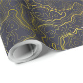 Papier Cadeau Papier d'emballage de topographie dorée (Coin rond)