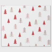Papier Cadeau Papier d'emballage de vacances avec arbres rouges (Plat)
