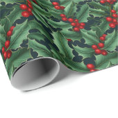 Papier Cadeau Papier d'emballage de vacances Holly (Coin rond)