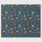 Papier Cadeau Papier d'emballage de vie marine (Plat)