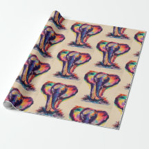 Papier d'emballage d'éléphant d'aquarelle