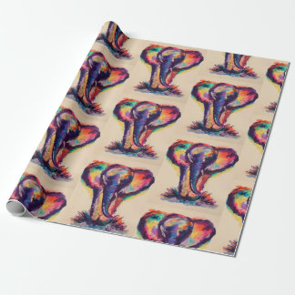 Papier Cadeau Papier d'emballage d'éléphant d'aquarelle