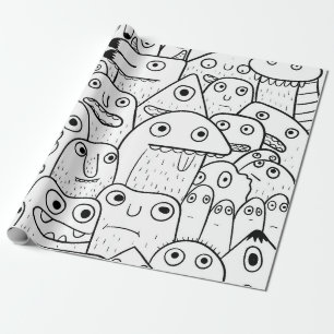 Papier Cadeau papier d'emballage des faces de doodle