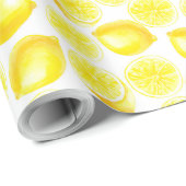 Papier Cadeau Papier d'emballage design citrons d'aquarelle (Coin rond)