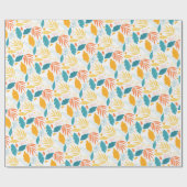 Papier Cadeau papier d'emballage design de feuillage bleu et or (Plat)