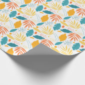 Papier Cadeau papier d'emballage design de feuillage bleu et or (Coin)