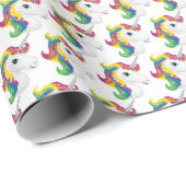 Papier Cadeau Papier d'emballage design Rainbow Unicorn (Coin rond)
