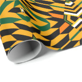 Papier Cadeau Papier d'emballage d'impression moderne Kente jaun (Coin rond)