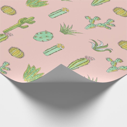 Papier Cadeau Papier d'emballage d'impression rose de cactus (Coin)