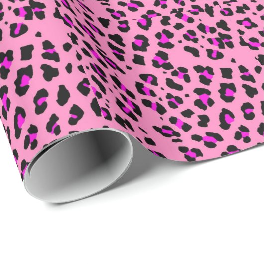 Papier Cadeau Papier d'emballage d'impression rose de guépard (Coin rond)