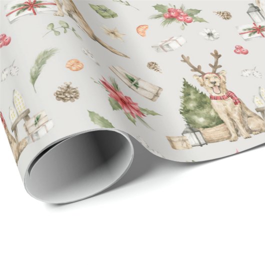 Papier Cadeau Papier d'emballage doré Retriever (Coin rond)