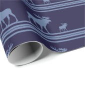 Papier Cadeau Papier d'emballage d'orignal bleu rustique (Coin rond)