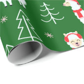 Papier Cadeau Papier d'emballage du lama de Noël (Coin rond)