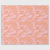 Papier Cadeau Papier d'emballage en bandes de tigre rose et oran (Plat)