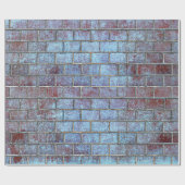Papier Cadeau papier d'emballage en brique bleu grunge (Plat)