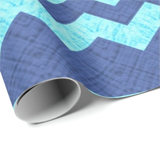 Papier Cadeau papier d'emballage en chevron bleu (Coin rond)