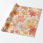 Papier Cadeau papier d'emballage en feuille d'érable d'automne (Déroulé)
