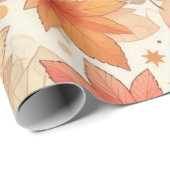 Papier Cadeau papier d'emballage en feuille d'érable d'automne (Coin rond)
