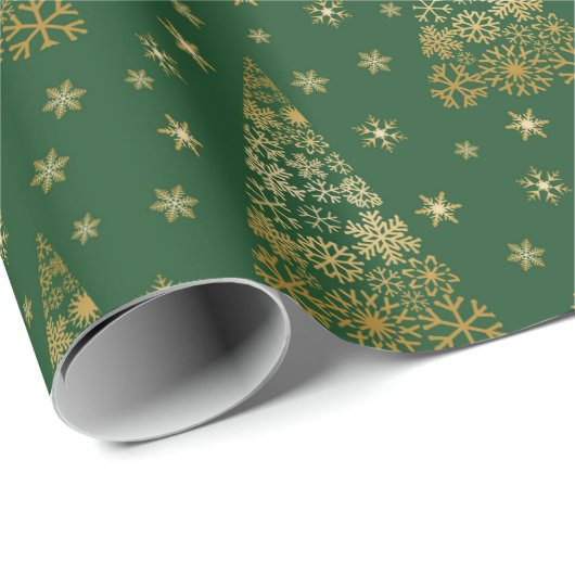 Papier Cadeau Papier d'emballage en or vert pour Noël (Coin rond)