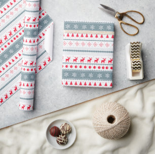 Papier Cadeau Papier d'emballage esthétique de Noël scandinave