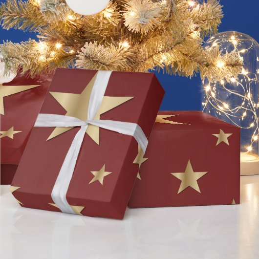 Papier Cadeau Papier d'emballage Étoiles Dorées (Vacances)