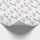 Papier Cadeau Papier d'emballage Fashion Bride Pink Name<br><div class="desc">Un design de style du milieu du siècle avec une touche rétro avec des dessins d'une mariée en rose et blanc sur un arrière - plan blanc. Inspiré par les motifs de vêtements et les illustrations de mode des années 1950 et 1960. Un design personnalisable pour personnaliser avec votre propre...</div>