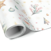 Papier Cadeau Papier d'emballage festif de Noël orné (Coin rond)