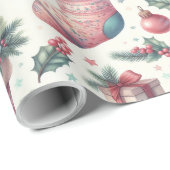 Papier Cadeau Papier d'emballage festif joyeux de Noël (Coin rond)