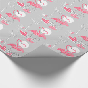 Papier Cadeau papier d'emballage Flamant rose Love