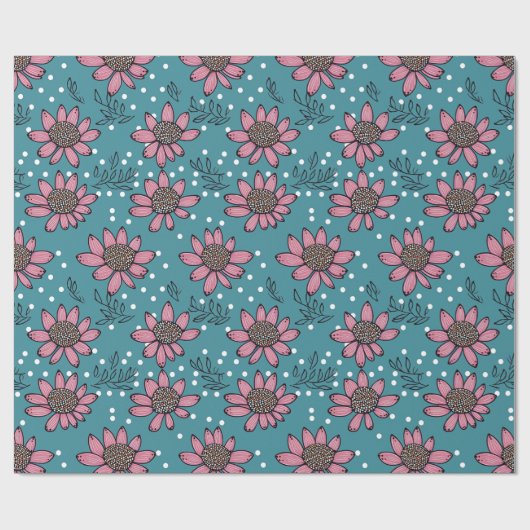 Papier Cadeau Papier d'emballage fleur de style art autochtone (Plat)