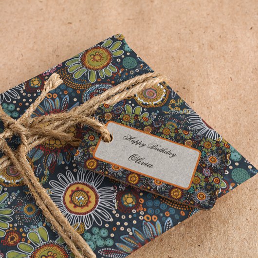 Papier Cadeau Papier d'emballage fleur de style art autochtone