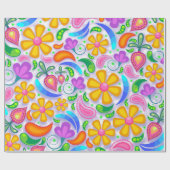 Papier Cadeau papier d'emballage floral clair (Plat)