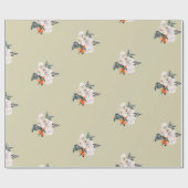 Papier Cadeau Papier d'emballage floral mariage blanc orange (Plat)