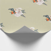 Papier Cadeau Papier d'emballage floral mariage blanc orange (Coin)