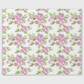 Papier Cadeau Papier d'emballage floral rose romantique (Plat)