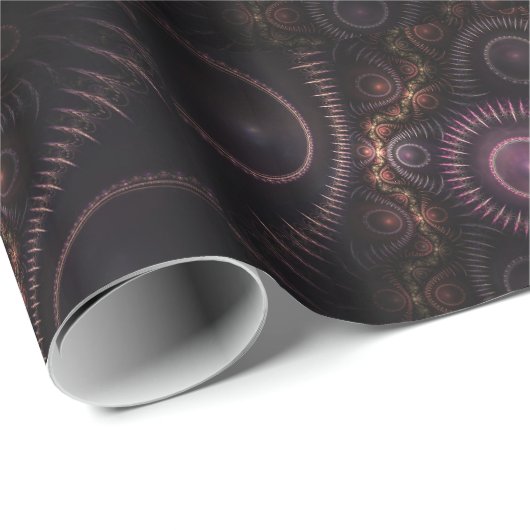 Papier Cadeau papier d'emballage fractal violet (Coin rond)