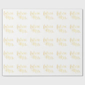 Papier Cadeau Papier d'emballage - future Mme II blanc et or (Plat)