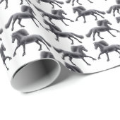 Papier Cadeau Papier d'emballage galopant de cheval frison noir (Coin rond)